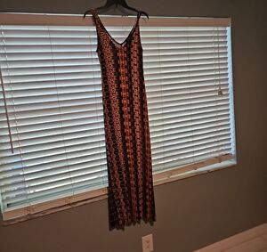 Karen Kane Black and Orange Geometric Maxi Dress